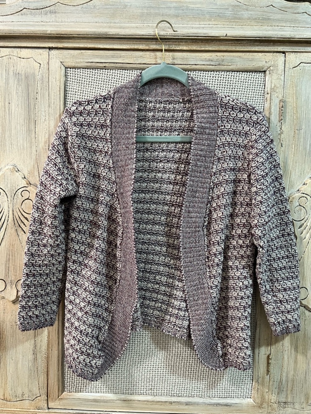 Crocheted Women's Cardigan in Mauve/Purple (S/M)